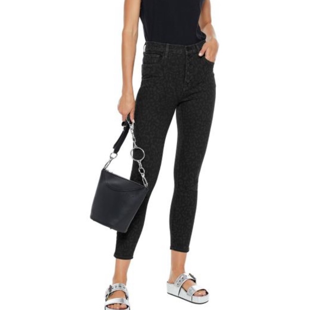 J BRAND Lillie Savannah Leopard Buttonfly High-rise Crop Skinny Jeans